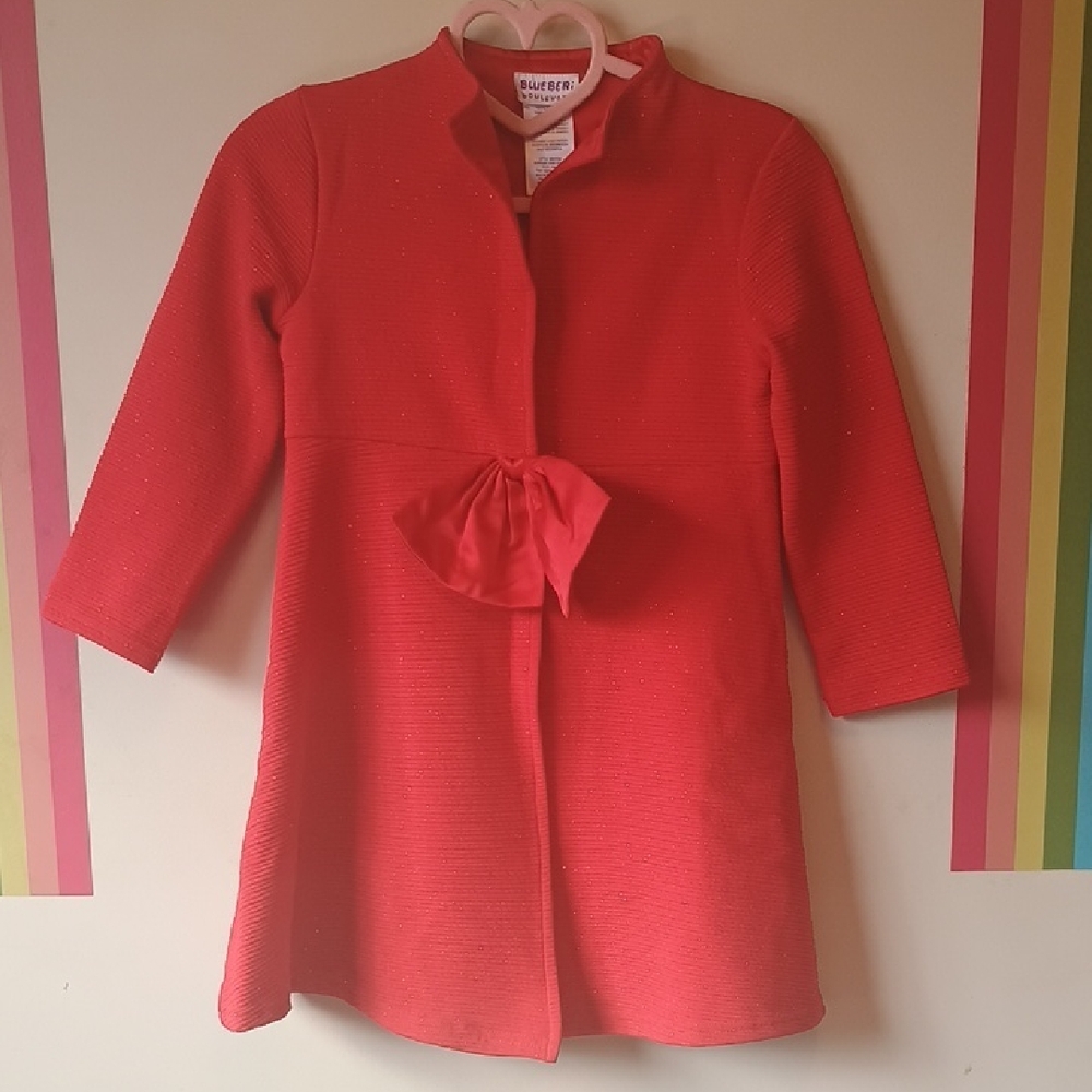 Blueberi Boulevard Girl's Sparkly Red Coat